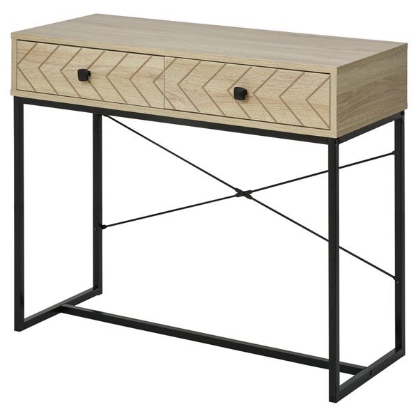 HomCom Metal Modern Console Table with 2 Drawers