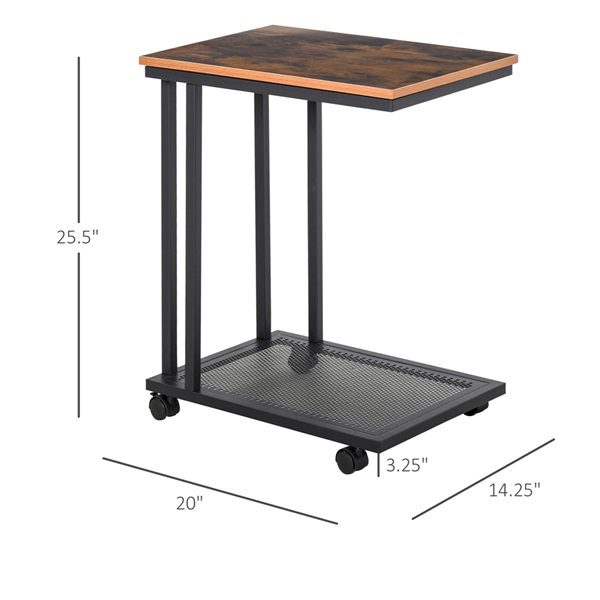 HOMCOM Brown Wood Rectangular End Table