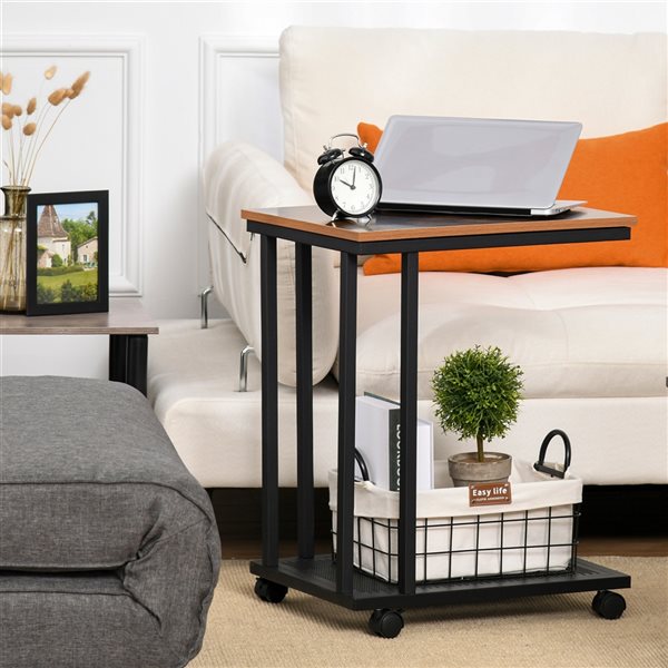 HOMCOM Brown Wood Rectangular End Table