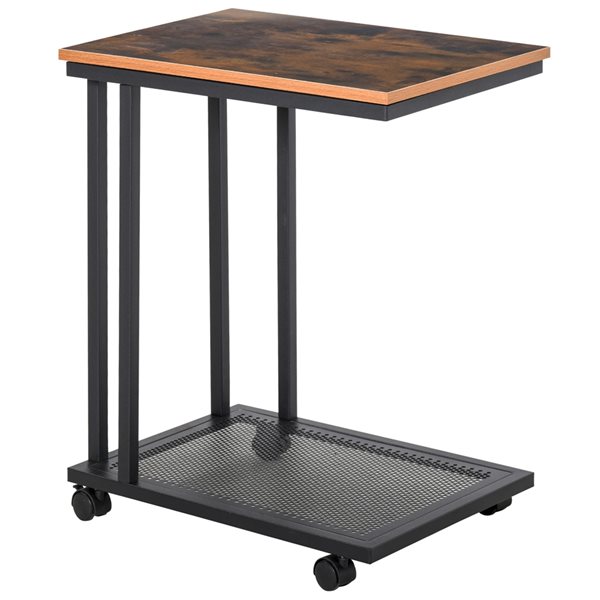 HOMCOM Brown Wood Rectangular End Table
