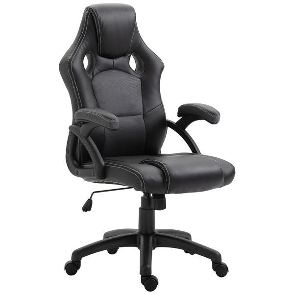 Vinsetto Modern Grey and Black Faux Leather Gaming Chair