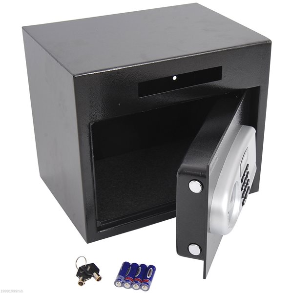 Black Steel WallMounted Digital Safe with Drop Slot E50003 RONA