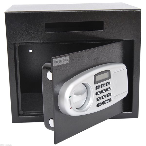 Black Steel WallMounted Digital Safe with Drop Slot E50003 RONA