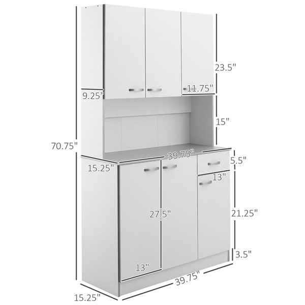 HomCom 39.76-in W Composite Wood White Freestanding Kitchen Storage Cabinet