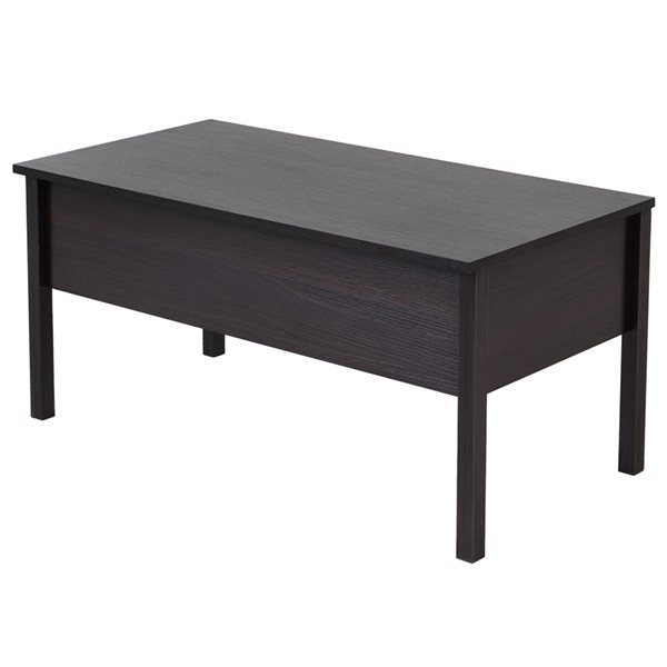 Table basse en composite brun foncé par HomCom avec plateau relevable