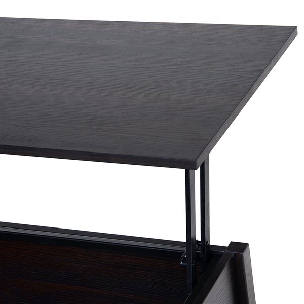 Table basse en composite brun foncé par HomCom avec plateau relevable