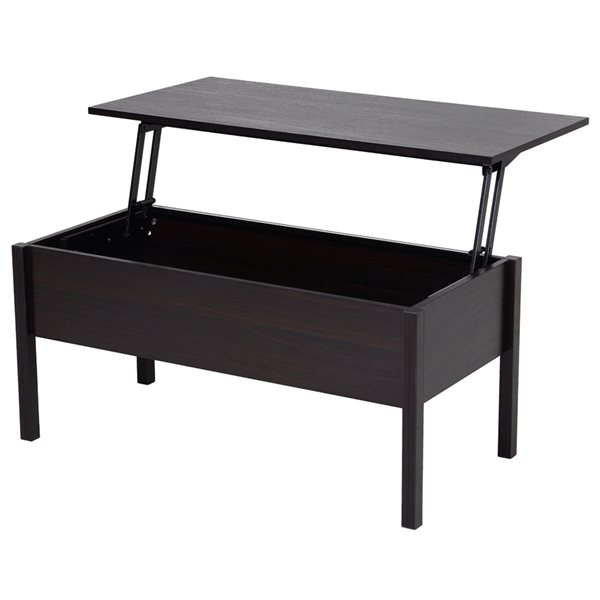 Table basse en composite brun foncé par HomCom avec plateau relevable