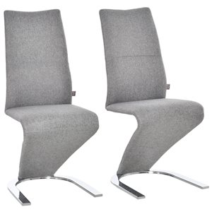 HomCom Grey Contemporary Polyester Upholstered Metal Frame Side Chair - Set of 2