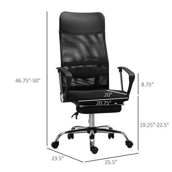 Vinsetto Contemporary Adjustable Height Swivel Ergonomic Black Office Chair