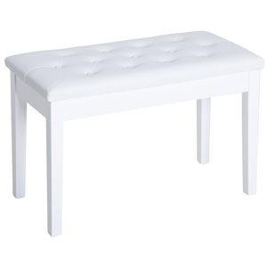 HomCom Modern White Piano Bench with Storage