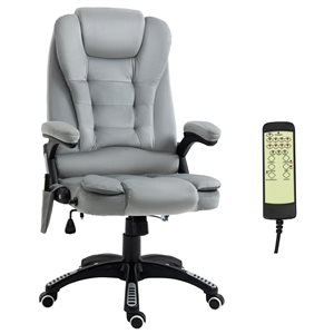 Vinsetto Contemporary Grey Adjustable Height Swivel Ergonomic Office Chair with Massage Feature