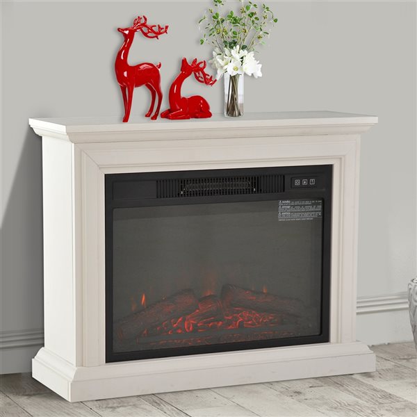 HOMCOM 31-in W White LED Freestanding Portable Electric Fireplace
