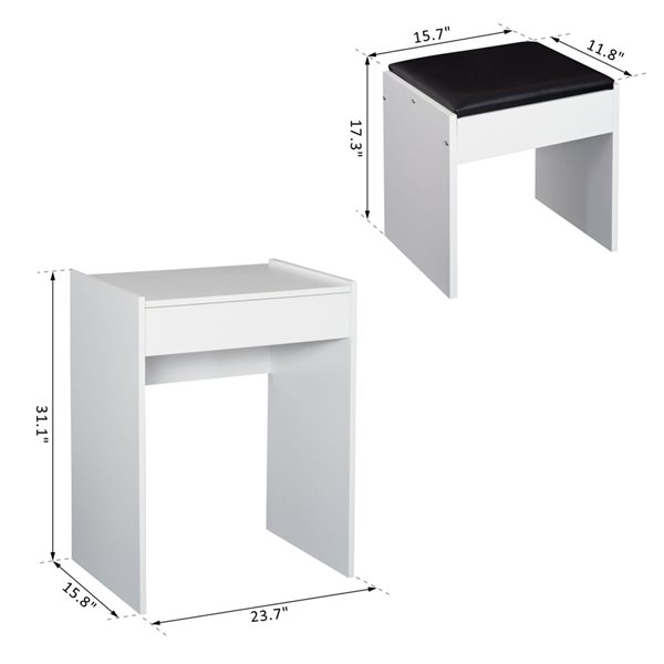 HomCom 23.7-in White Wood Makeup Vanity