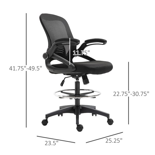 Vinsetto Contemporary Black Adjustable Height Swivel Office Chair