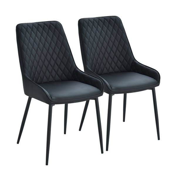 HomCom Set of 2 Contemporary Faux Leather Upholstered Side Chair with Metal Frame