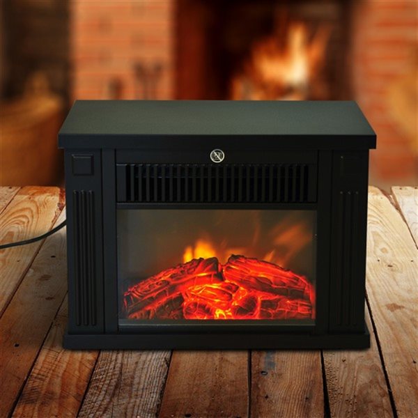 HomCom 13-in W Black LED Freestanding Electric Fireplace