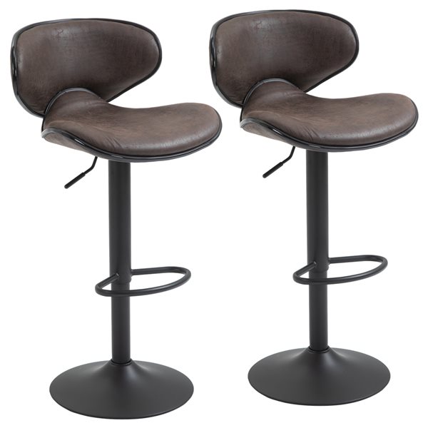 Faux Leather Swivel Bar Stools, Brown Faux Leather Swivel Bar Stools