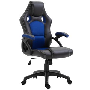 Vinsetto Modern Blue and Black Faux Leather Gaming Chair