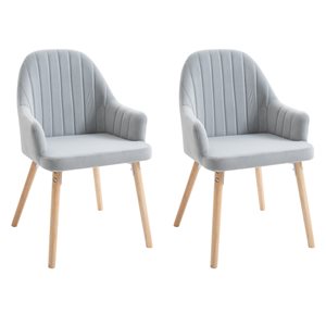 HomCom Grey Contemporary Velvet Upholstered Side Chair with Wood Frame - Set of 2