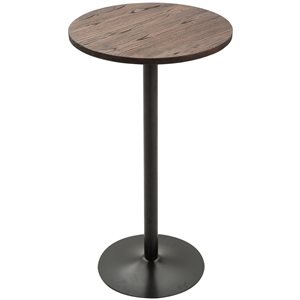 HomCom Rustic Round Elm Wood Bar Table with Rust-Resistant Frame