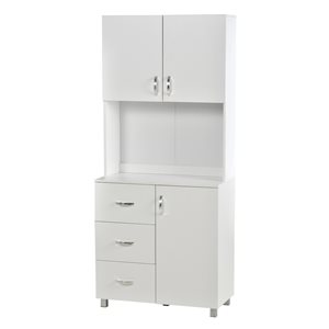 HomCom 31.5-in W Composite Wood White Freestanding Kitchen Storage Cabinet