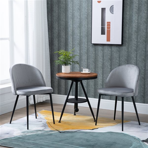 HomCom Contemporary Polyester Upholstered Side Chair with Metal Frame - Set of 2