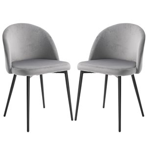 HomCom Contemporary Polyester Upholstered Side Chair with Metal Frame - Set of 2