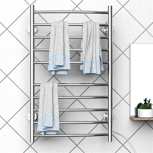 HOMCOM 10-Bar Silver Plug-In Wall Mount Towel Warmer