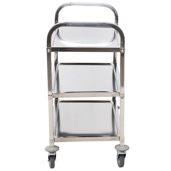 HomCom Stainless Steel Base with Stainless Steel Top Kitchen Cart - 17.72-in x 33.46-in x 35.43-in