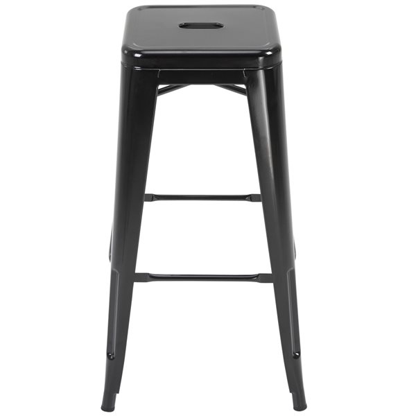 Black Steel Stackable Bar Stools with Footrest Set of 4 835
