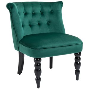 HomCom Vintage Dark Green Velvet Accent Chair