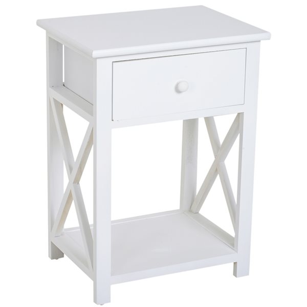 HOMCOM Rectangular White Wood End Table