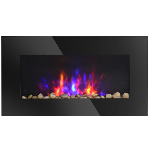 HomCom 28.5-in W Black LED Wall Mount Electric Fireplace