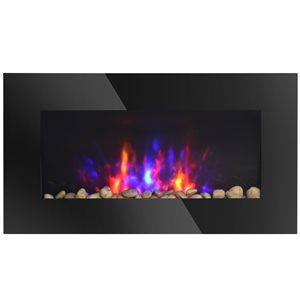 HomCom 28.5-in W Black LED Wall Mount Electric Fireplace