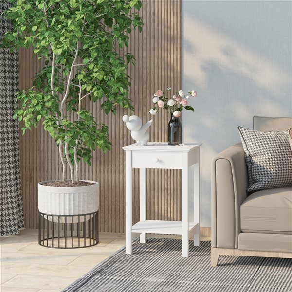 HOMCOM White Wood Square End Table