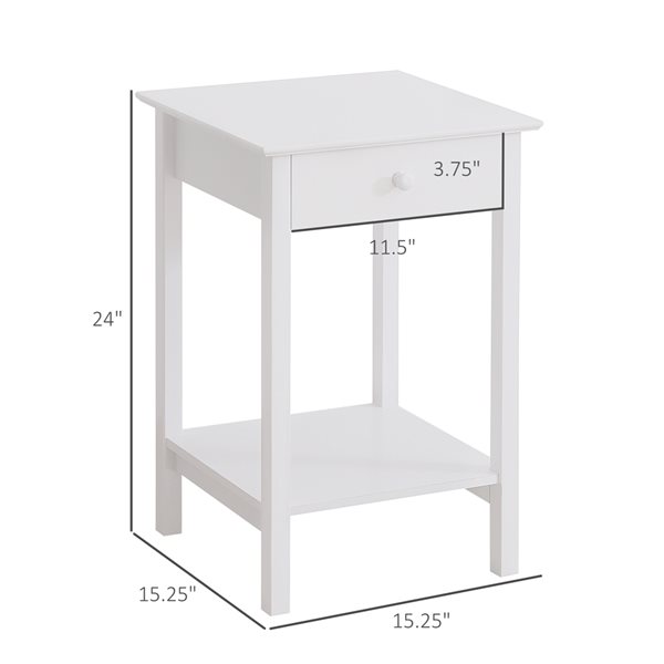 HOMCOM White Wood Square End Table