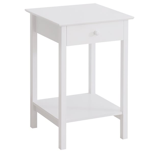 HOMCOM White Wood Square End Table