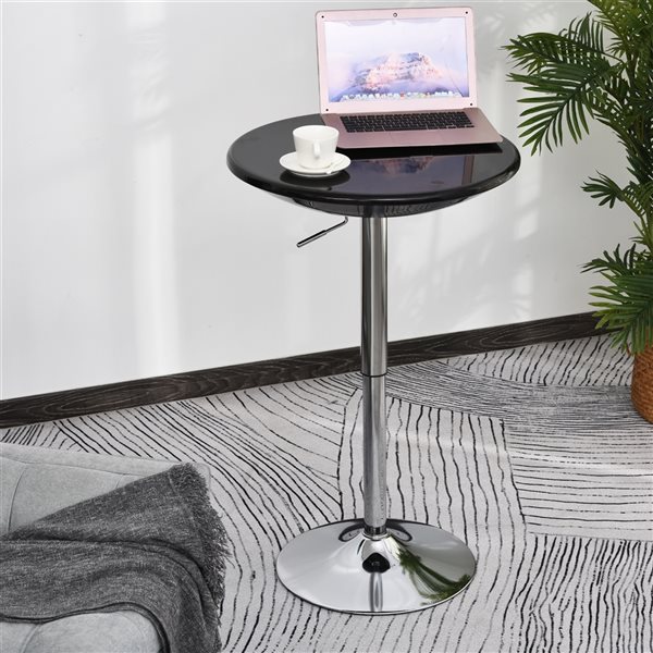 HomCom Classic Round Black Bar Table with Adjustable Height