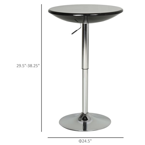 HomCom Classic Round Black Bar Table with Adjustable Height