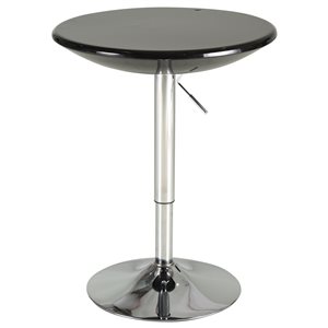 Table haute ronde noire HomCom de style classique avec hauteur ajustable