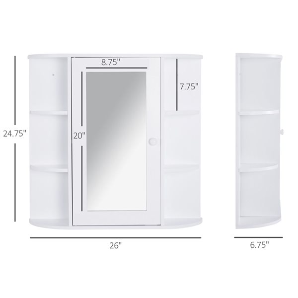 HomCom 25.98-in W x 24.8-in H x 6.69-in D White Bathroom Wall Cabinet