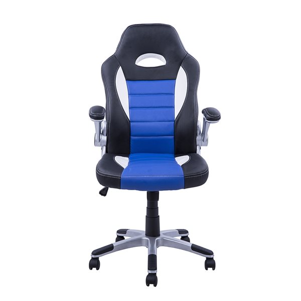 HOMCOM Blue and Black Contemporary Adjustable Height Swivel Gaming Chair