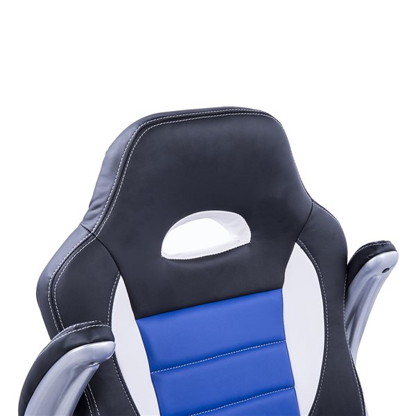 HOMCOM Blue and Black Contemporary Adjustable Height Swivel Gaming Chair