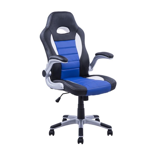 HomCom Blue and Black Contemporary Adjustable Height Swivel Gaming ...