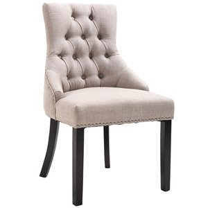 HomCom Grey Contemporary Linen Upholstered Side Chair with Wood Frame