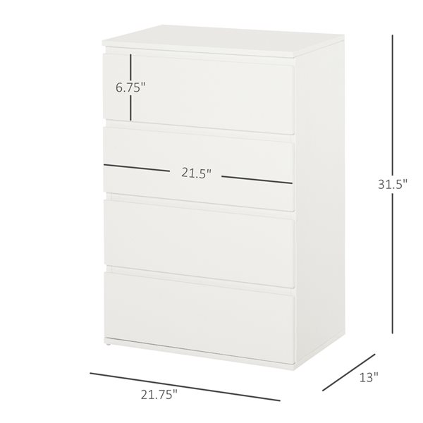HomCom White 4-Drawer Standard Chest