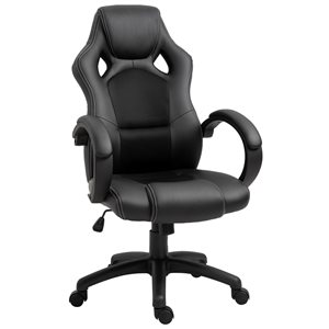 HomCom Contemporary Black Adjustable Height Swivel Gaming Chair