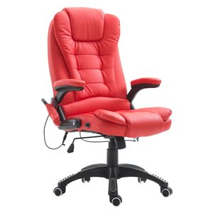 HomCom Red Contemporary Adjustable Height Swivel Ergonomic Office Chair with Massage Feature