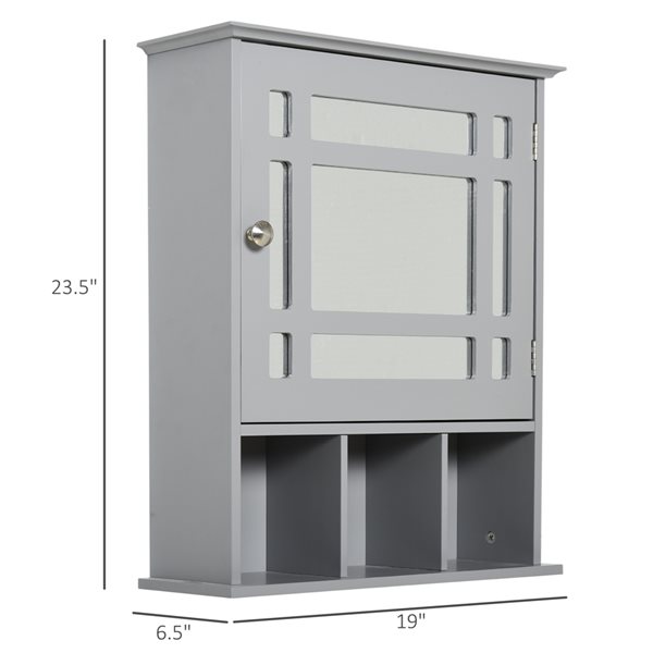 kleankin 18.9-in W x 23.62-in H x 6.5-in D Grey Bathroom Wall Cabinet