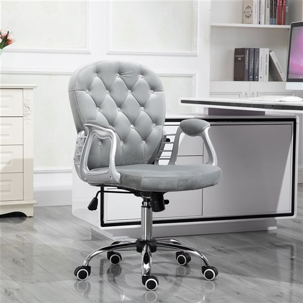 Chaise de bureau contemporaine Vinsetto pivotante gris pâle à hauteur réglable